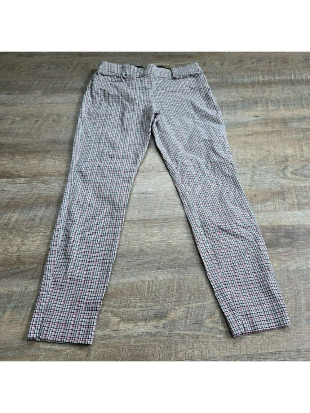 Maurices Plaid Skinny Pants Red/Black Mid-Rise Ankle Pants Ultra-Stretchy Size M